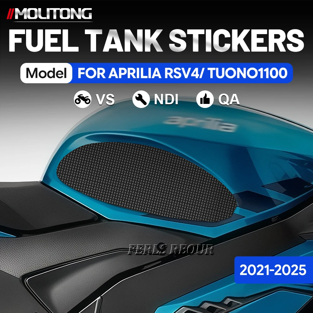 Fuel Tank stickers for Aprilia RSV4 2021-2025, Black Rubber Fuel Tank Mats, Anti-Slip Motorcycle Fuel Tank Protectors