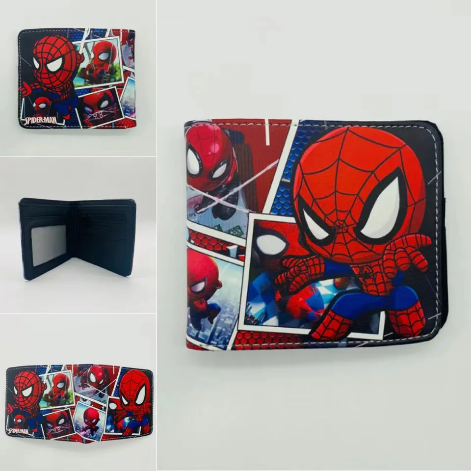 Hot Toys Marvel Spider Man Anime Cartoon Foldable Wallet Women Men Children Bank ID Card Holder Card Clip Bag Fans Gifts