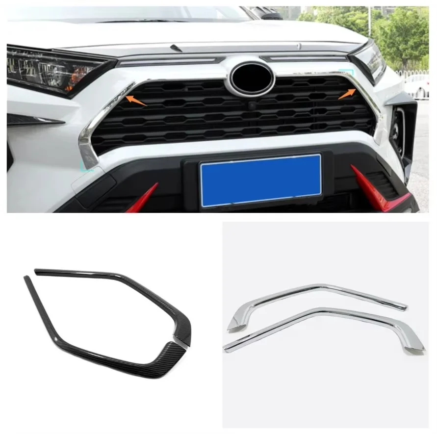 

For Toyota RAV4 RAV 4 2019 2020 2021 Car Front Grille Cover Trim Molding Chrome ABS Insert Bonnet Garnish Protector Sticker