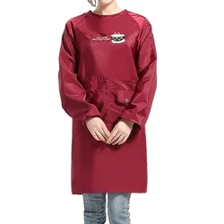 1PC waterproof apron for adults, a women's oil resistant and easy to clean apron long sleeved apron, reverse dressing for men