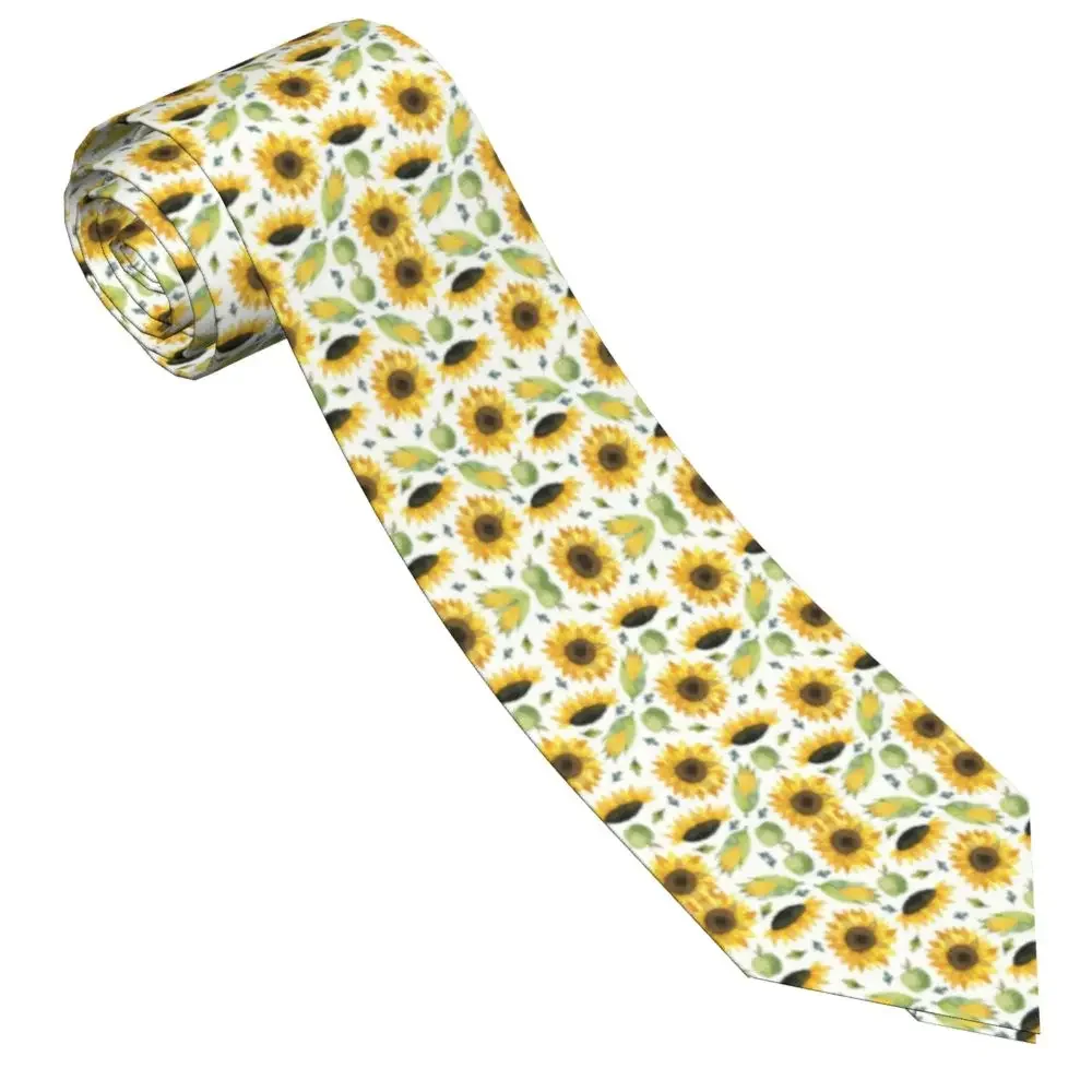 Custom Helianthus Annuus Ties Men's Fashion Silk Floral Sunflower Neckties for Business