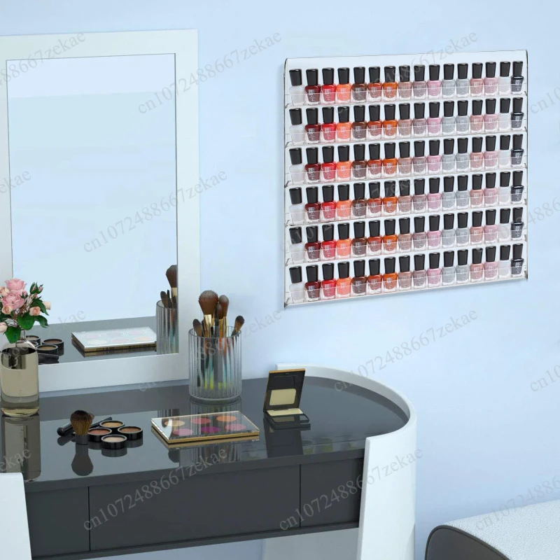 Wall Mounted Transparent Display Stand, Holds 96 Bottles Acrylic Nail Polish