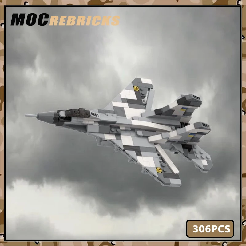 MOC Building Block Military War Series Mini Scale Mig-29 Ghost Fighter Model DIY Collection Experts Bricks Toy Children Gift Set