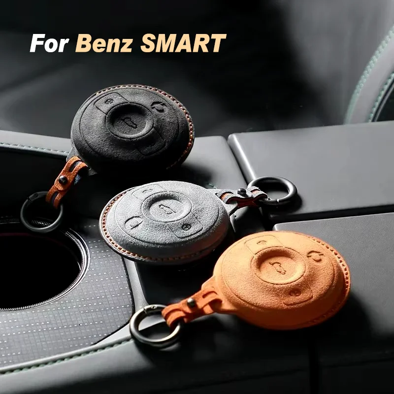 

For Mercedes Benz SMART Fortwo 1 BRABUS 1 Barbos SMART Suede Remote Car Key Case Shell Keychain for Benz Smart Elf Key