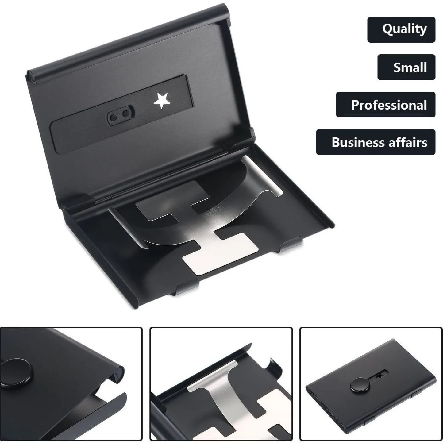 Best-selling Stainless Steel 304 Business Card Holder with Large Capacity Card Compartment