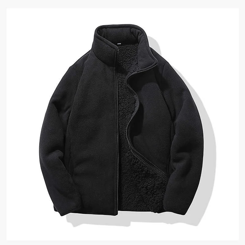 Women's Polar Fleece Jacket Autumn Winter New Stand Collar Zipper Double-sided Plush Outerwear Coat Thick Warm Sports Sweatshirt