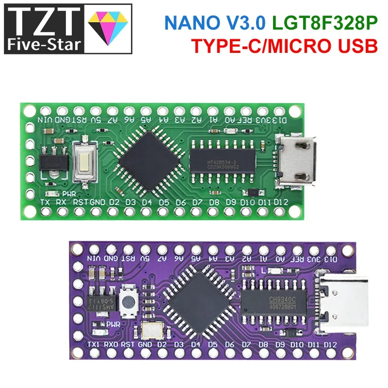 LGT8F328P-LQFP32 MiniEVB TYPE-C MICRO USB Compatible With ATMEGA328 Nano V3.0 LGT8F328P CH9340C / HT42B534-1 SOP16 For Arduino