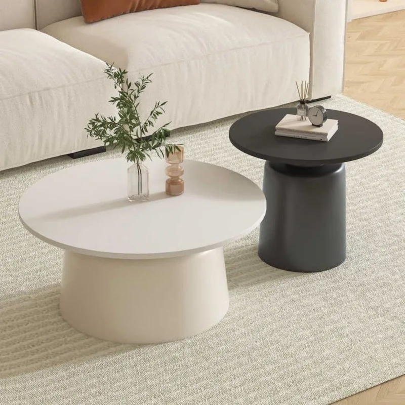 

European Style Round Wooden Coffee Tables Creative Simple Solid Color Side Table Luxury Multifunctional Art Bedside Table