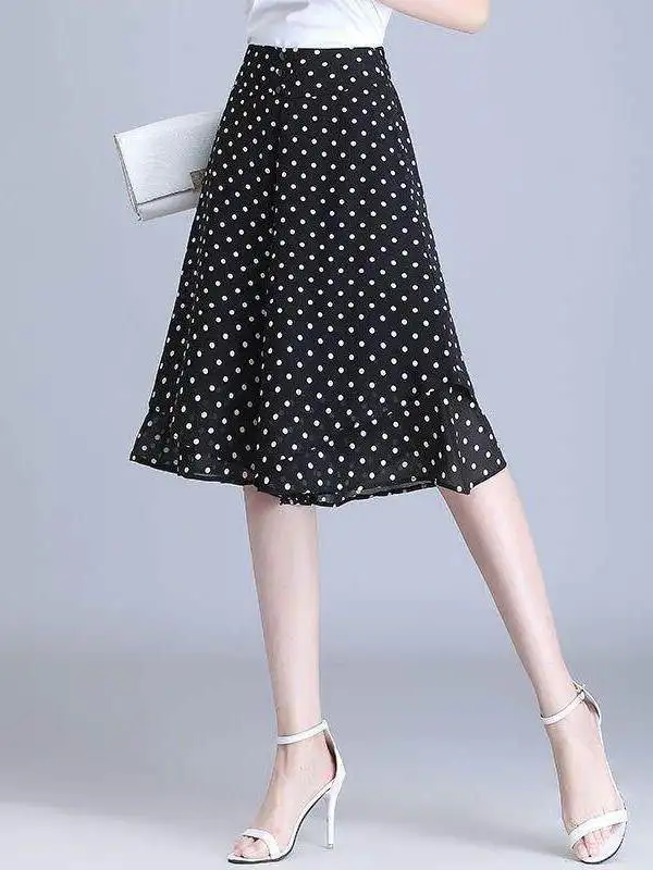 

High Waist Wide Leg Pants Women Summer 2026 Loose Fit Silk Chiffon Short Shorts Five Minutes Trendy Thinming Double Layer Skirt