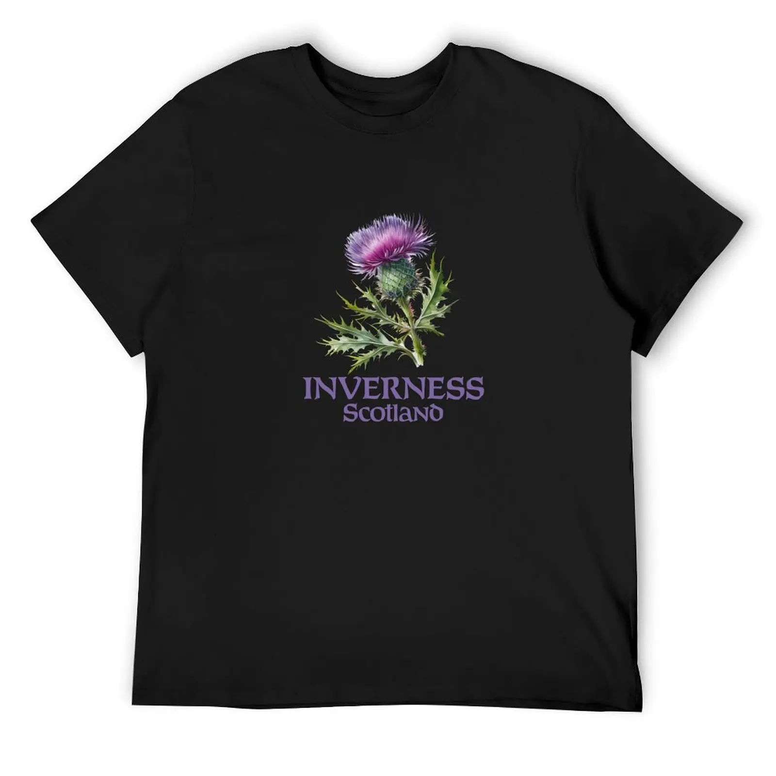 

Inverness Scotland Watercolor Thistle T-Shirt summer top graphic t shirts sports fans oversizeds black t-shirts for men