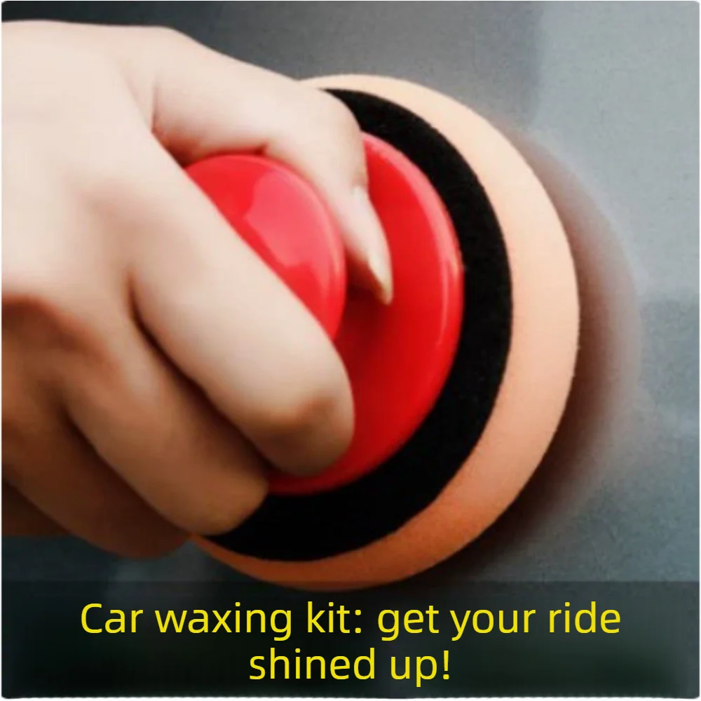 Car Wax Applicator Pads Set With Red Handle Car Wash Waxing Polish Sponge Microfiber Applicator Pads for Polishing Cleaning Car