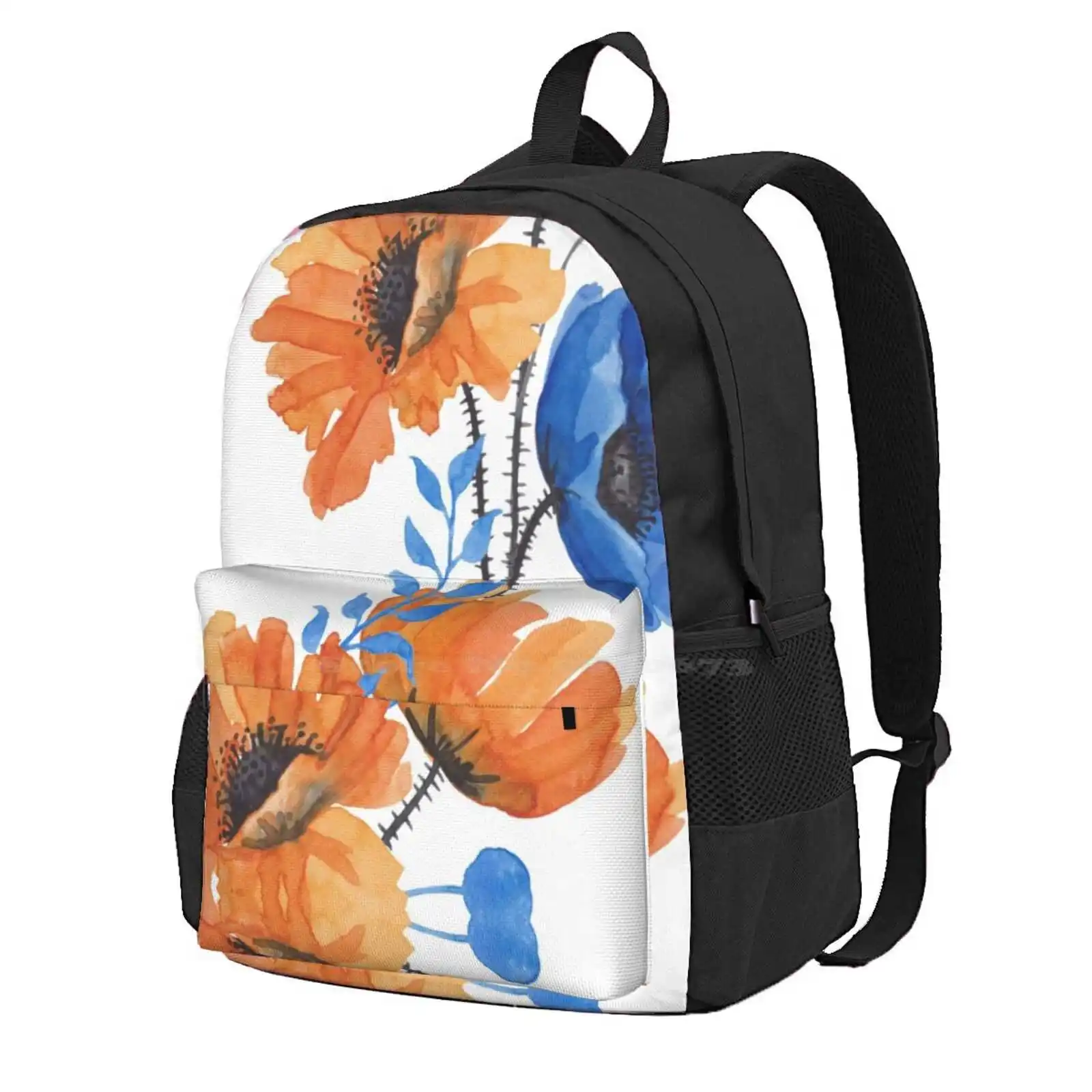 Poppy, In Orange And Blue Hot Sale Schoolbag Backpack Fashion Bags Orange Poppy Blue Poppy Poppies