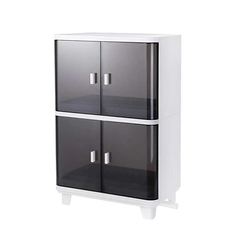 Household kitchen cupboard storage rack Double-layer bowl rack Tableware storage box with lid Dishes and tableware Drain rack