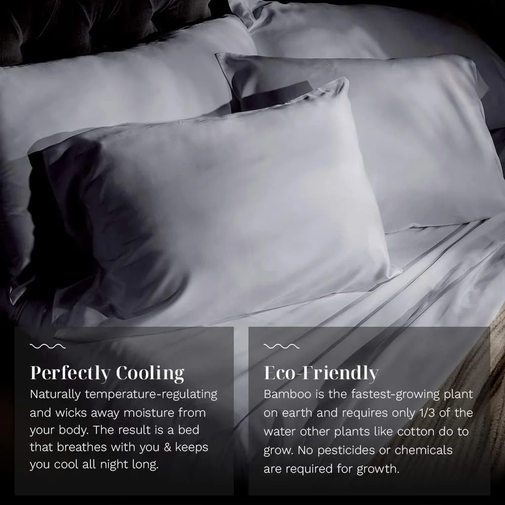 Luxury Split King Sheet Set 100% Rayon from Bamboo, 5-Piece Deep Pocket, Stone