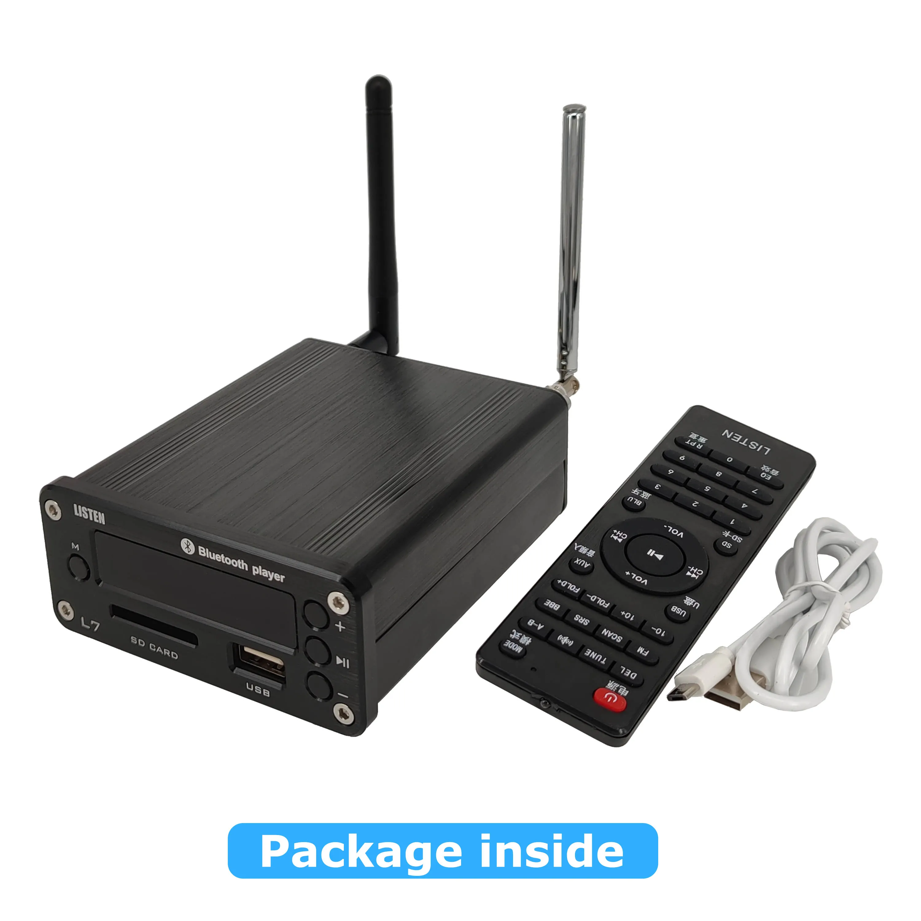 L7 하이파이 블루투스 5.0 수신기, DAC 스테레오 오디오 프리앰프, USB 음악 플레이어, FM 라디오 헤드폰 앰프, U 디스크 SD 하드 디스크 지원