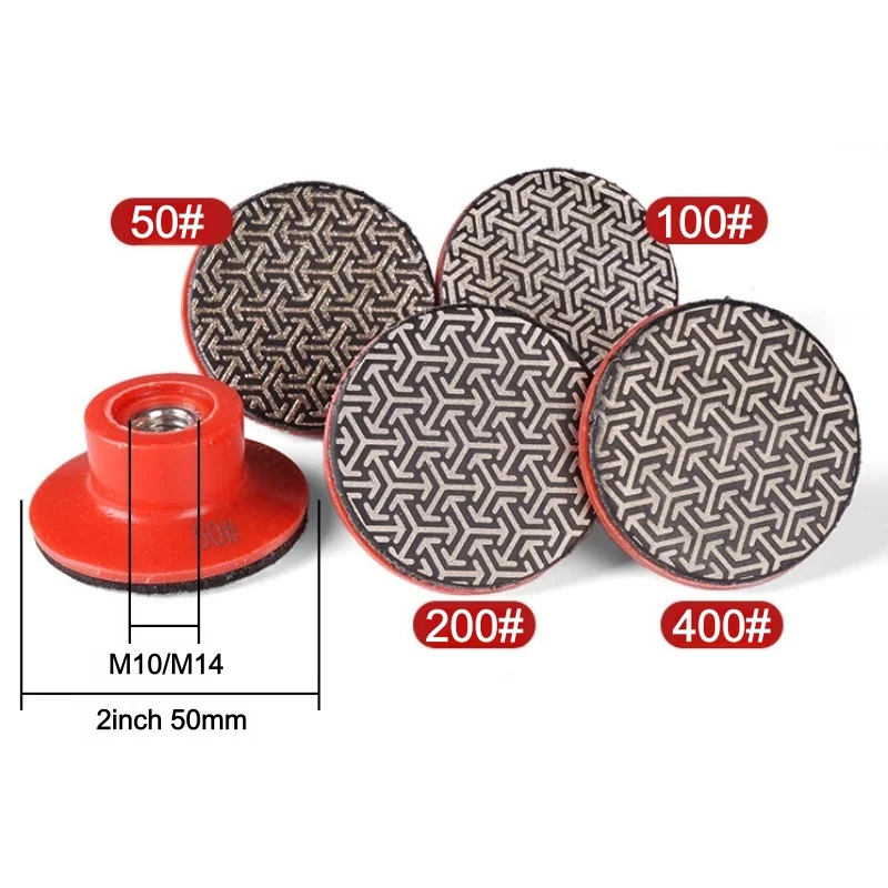 4 Stück 2 Zoll 50mm Galvanisierte Diamant-Polierpads mit M10/M14 Gewinde, Schleif- und Polierscheiben für Fliesen, Glas, Beton, Metall – Detail 2