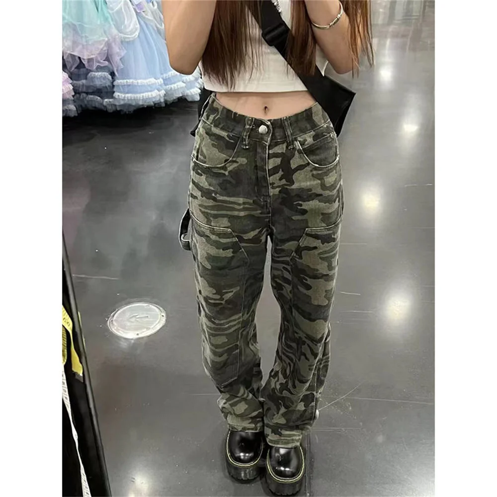 Women's Camo Pants Green Military Army Combat Trousers Wide Leg Jeans Tactical Pants Camouflage Sweatpants cargo pants women