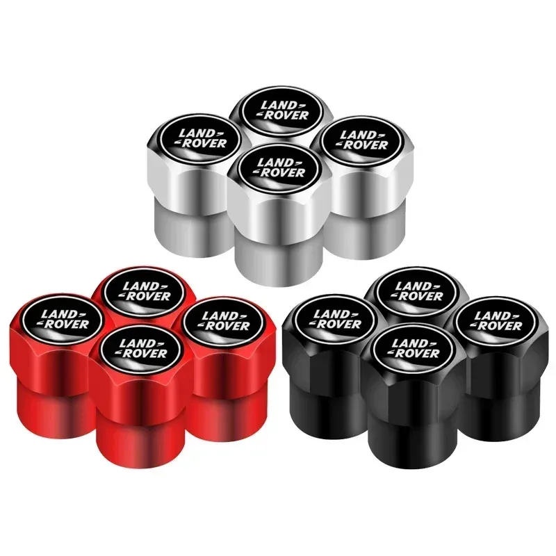 Tampa da haste da válvula do pneu da roda, 4 unidades, emblema do carro, acessórios automotivos para land rover defender freelander discovery evoque range velar