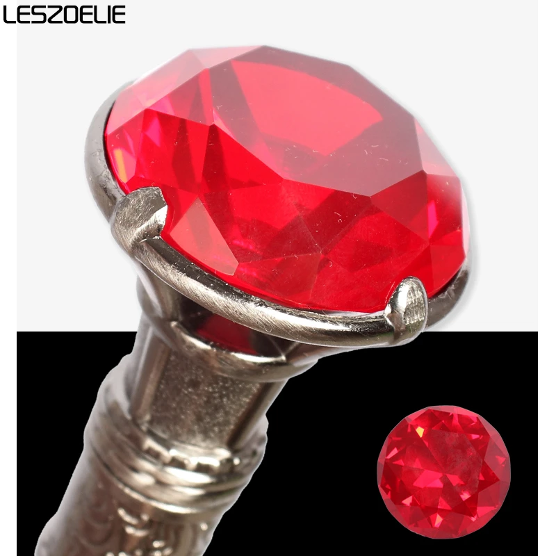 Dard-bastón con mango de cristal rojo para mujer, bastón decorativo de fiesta para caminar, estilo elegante con diamantes