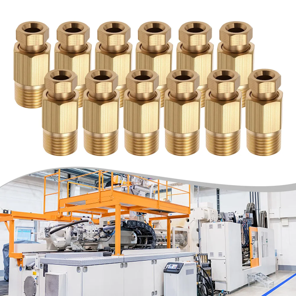 12 Pack Brass Ferrule Tube Compression Fittings 4mm Tube Outer Diameter 1/8 For BSP Male Sliding Block Oil Pipe Joint