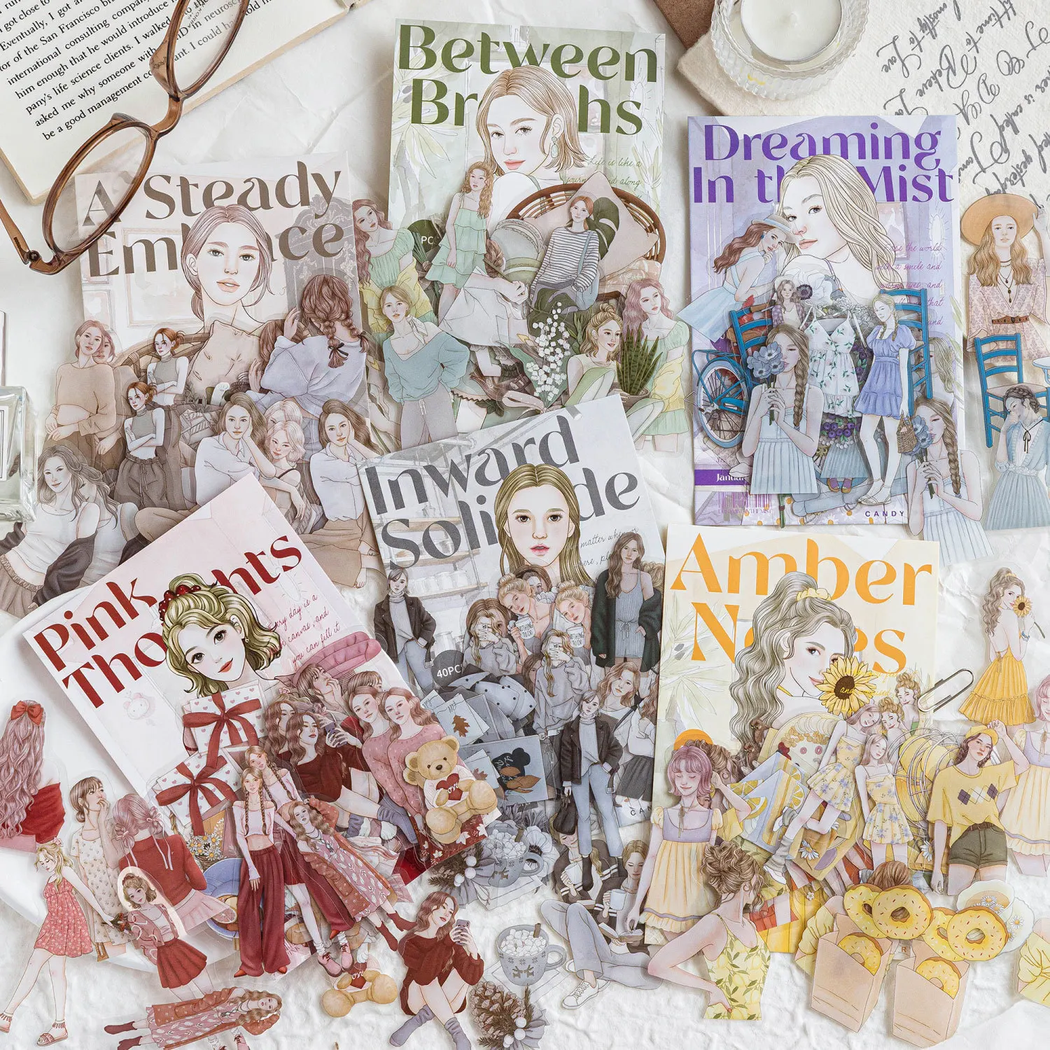 

40pcs/1 lot Sticker Pack Shoujo Wanderlust Series - Character and Object Matching Journaling Stickers