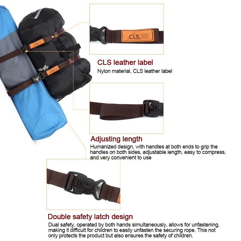 120cm 135cm Travel Tied Belt 1/2pcs Hiking Travel Cargo Storage Belt Luggage Buckle Tie Down Luggage Lash Belt Tie-Down Strap