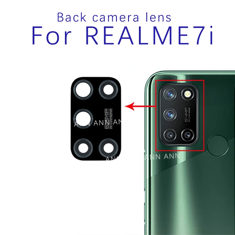 Oppo Realme 7 7pro 7i 7g用リアカメラレンズ,ステッカー付きリアカメラレンズ