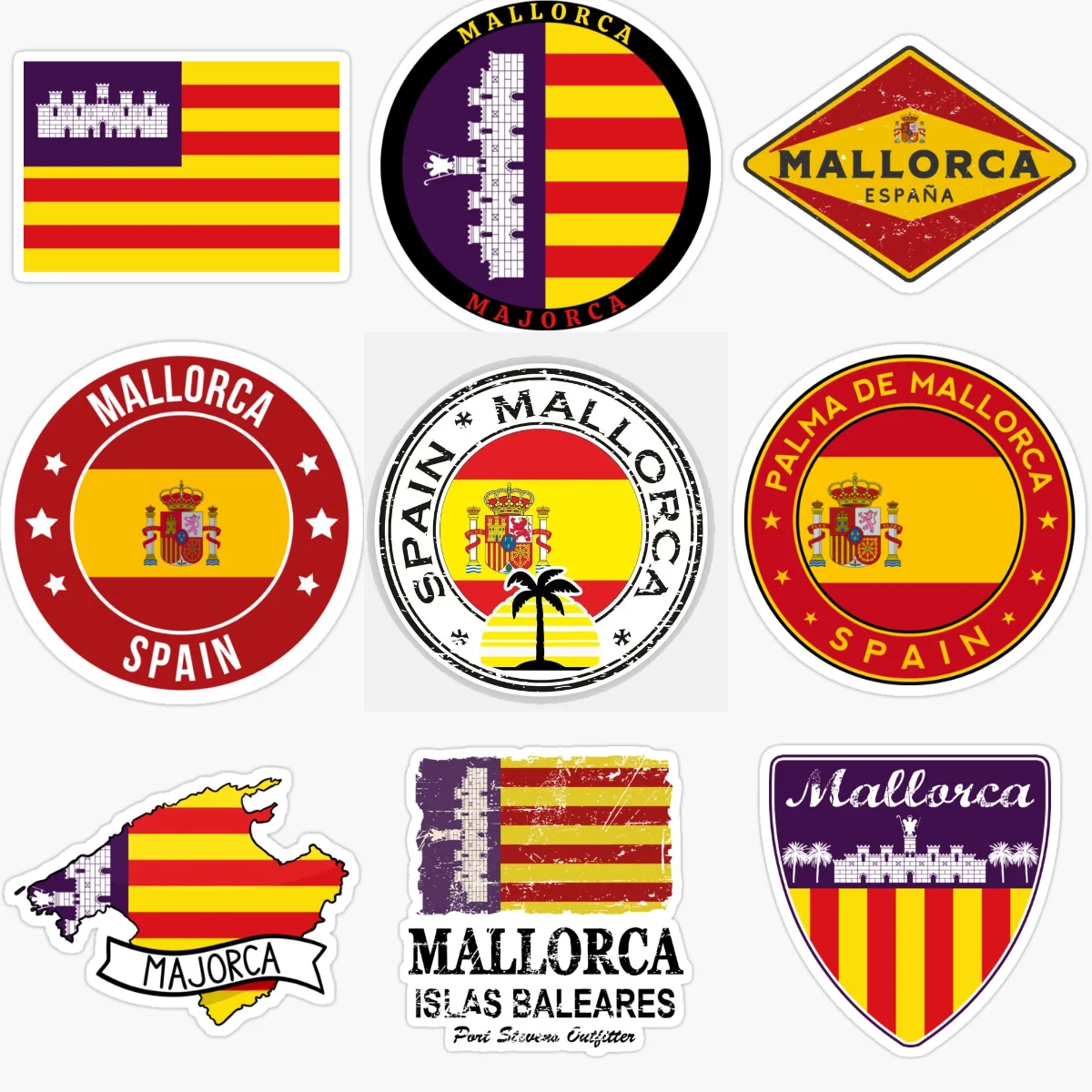 

Spain Mallorca National Flag and Emblem Landscape Car Stickers Vinyl Self-adhesive Decor Decal