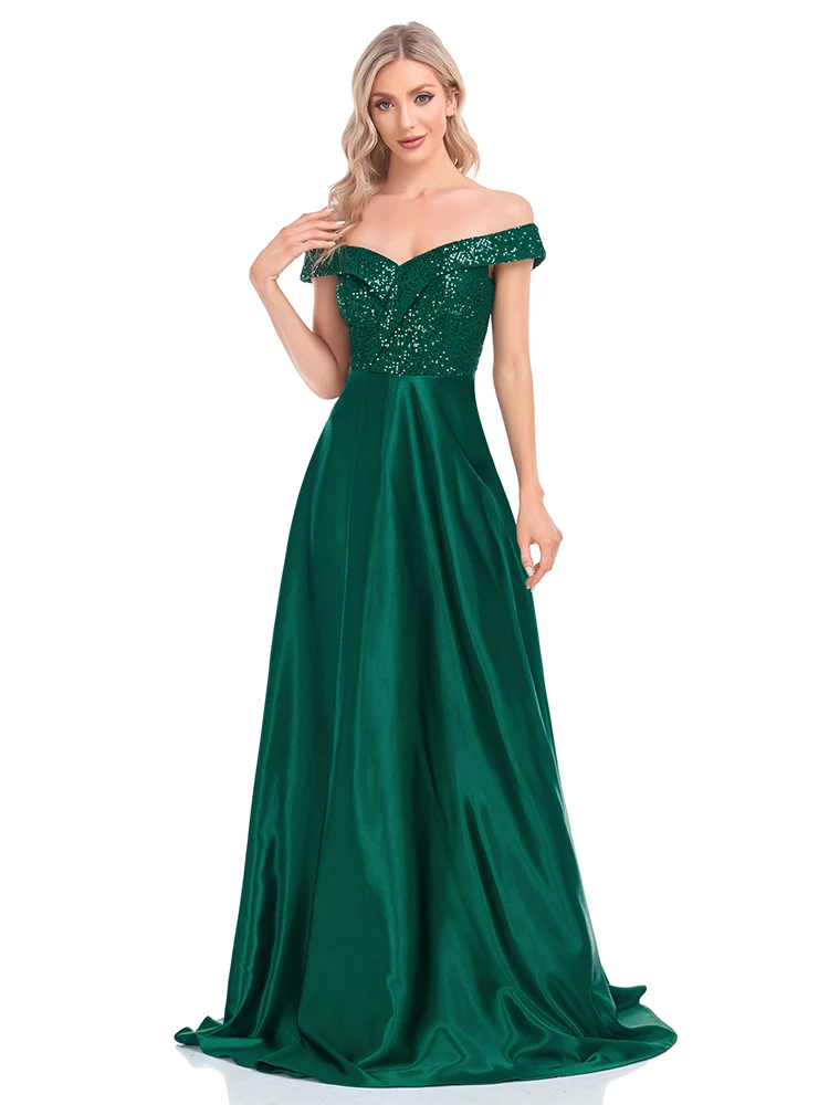 XUIBOL-vestido de noche largo con lentejuelas para mujer, vestido de dama de honor elegante con Espalda descubierta, largo, Formal, para fiesta de