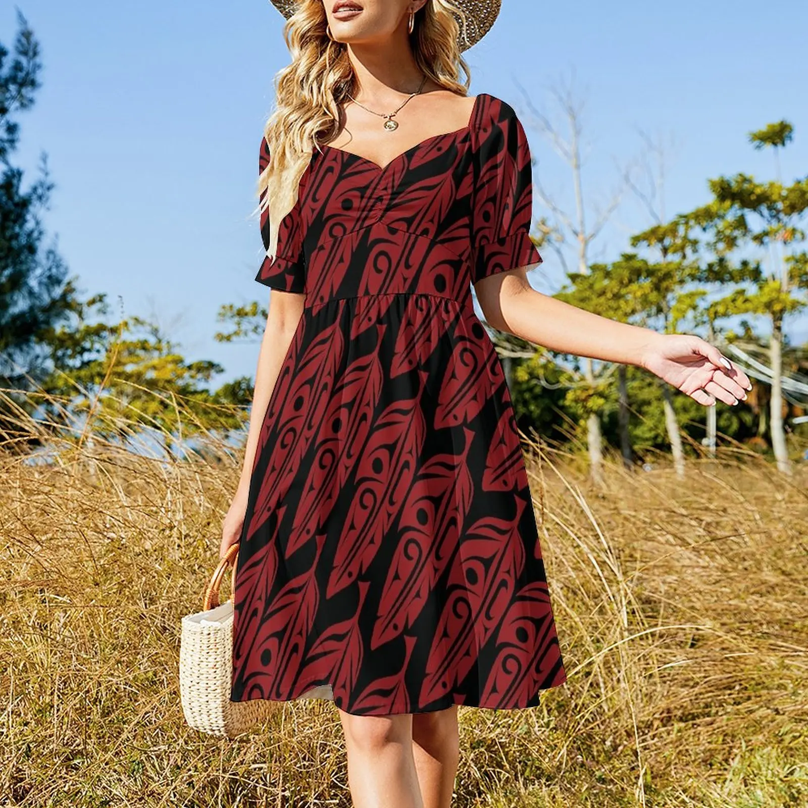 Feathers - Red - Angled Dress Dress women Clothing clothing women summer 2023 women's summer clothing 2023