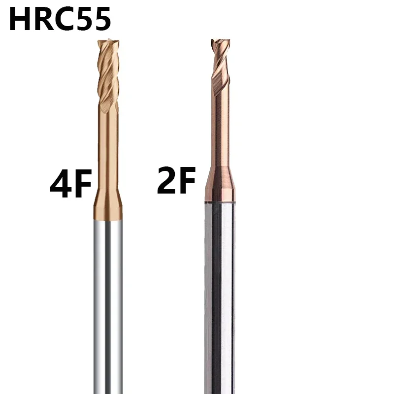 HRC55 HRC60 Deep Groove Hard Alloy Long Neck Milling Cutter 2 4-groove Ball Cutter Steel Long Groove Aluminum End Milling Cutter