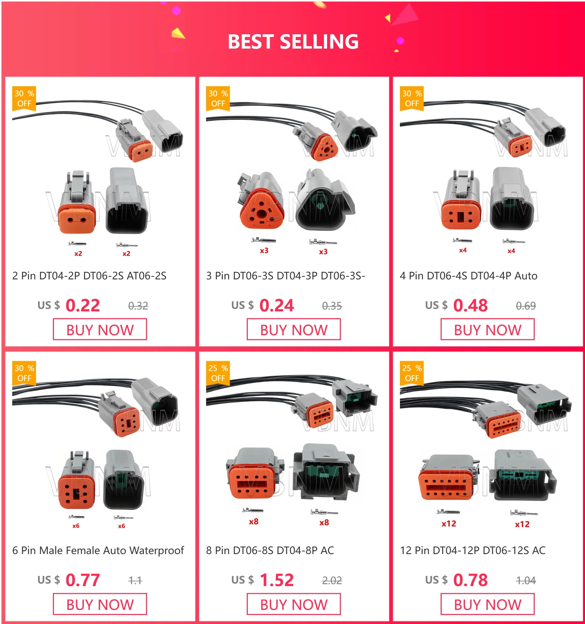 Stecker für Deutsch DT DT06-2S DT04-2P DT06-3S DT04-3P DT06-4S DT04-4P DT06-6S DT04-6P DT06-8S DT04-8P DT06-12S DT04-12P – Detail 1