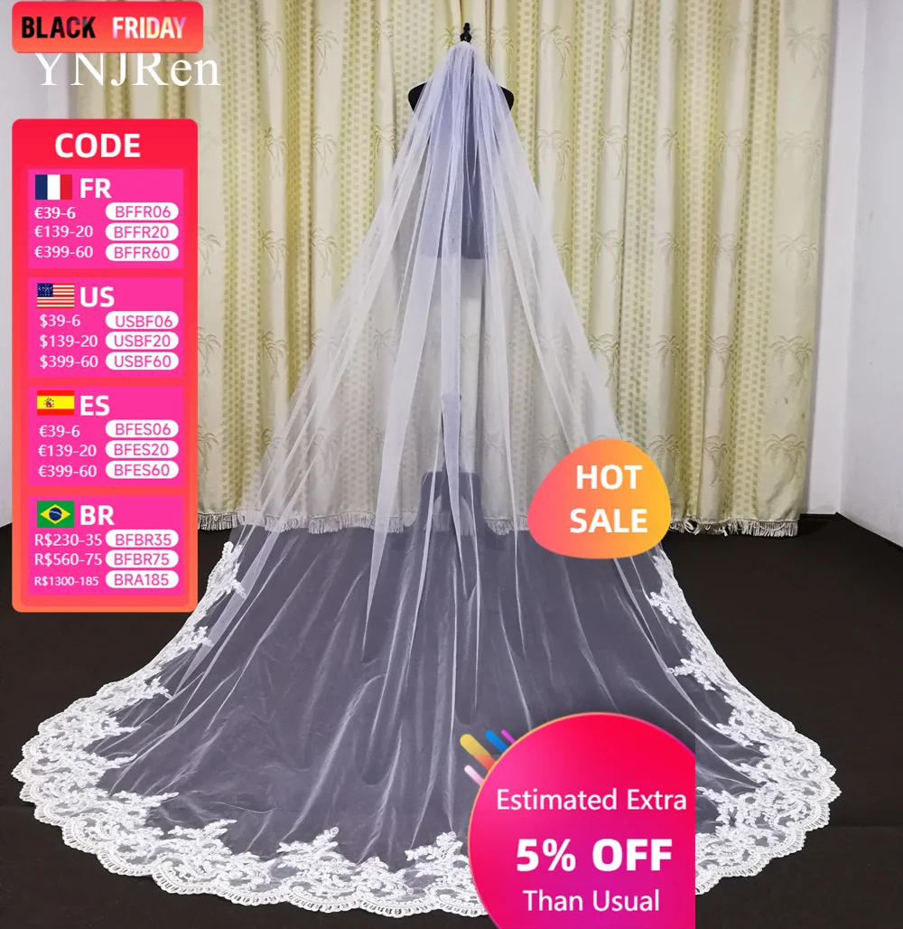 2022Real Photos White/Ivory Wedding Veil 3 Meters Long Comb Lace Mantilla Cathedral Bridal Veil Wedding Accessories