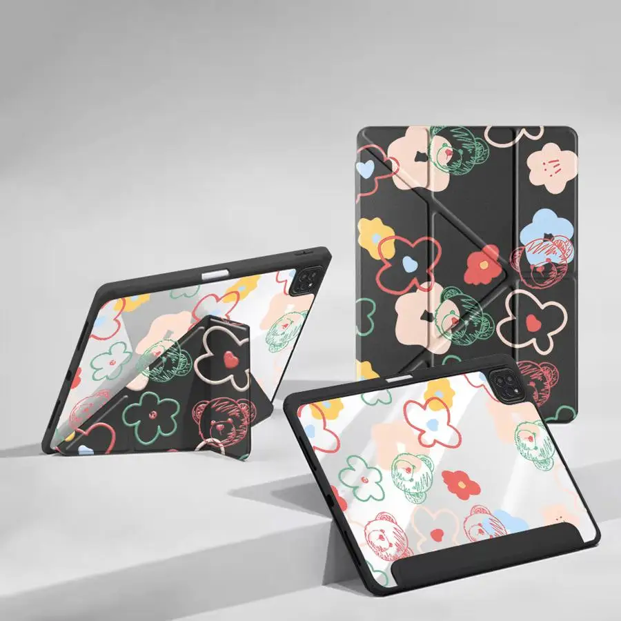 Tablet Case For iPad Air 4 5 M3 M2 M4 11inch Pro 11 10 9 8 7 th 12.9inch Mini 6 7 Pro 2025 Holder Cover Pastel Doodle Bear