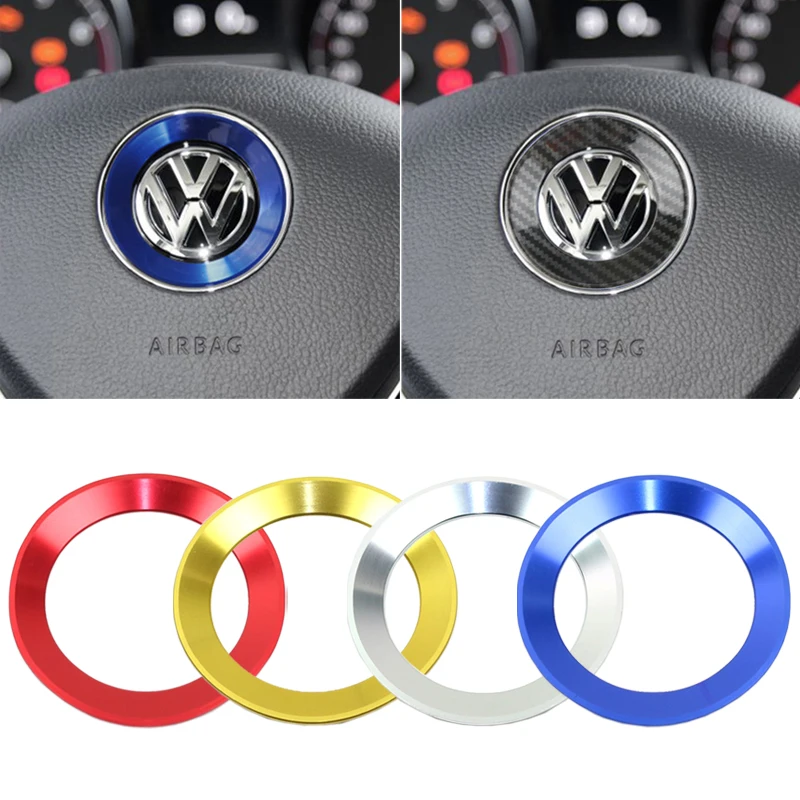 Car Styling Steering Wheel Emblem Decorative Circle Ring Accessories Case For Volkswagen VW Golf 4 5 Polo Jetta Mk6 Covers