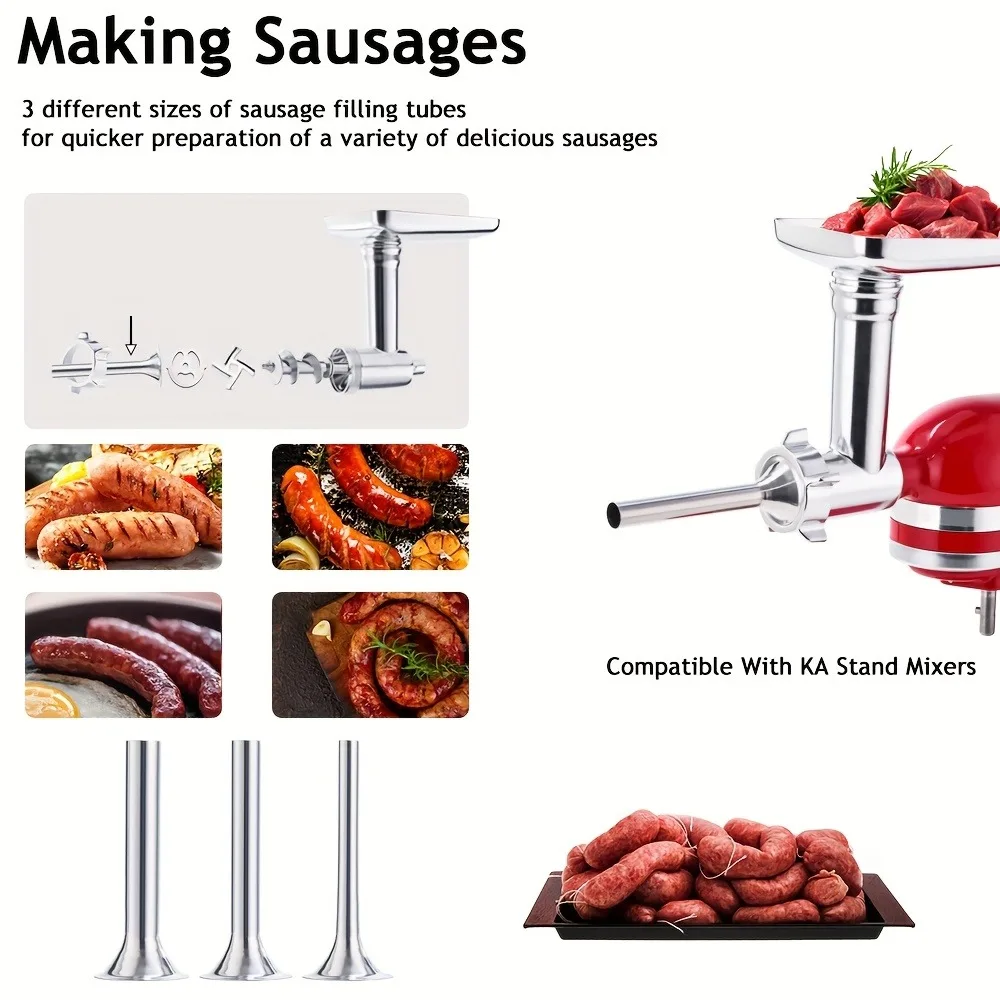 5 # Edelstahl-Wurstfüllrohr-Set für Fleischmühle, Wurstfüllrohr-Zubehör für Vertikale Küchenmixer – Detail 2