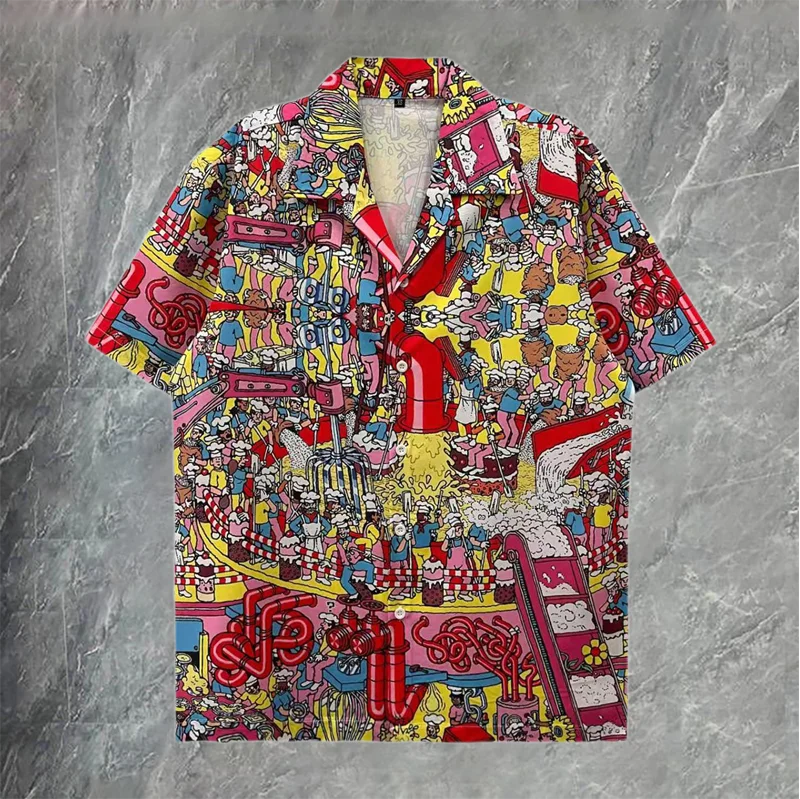 Abstract Art Graffiti Print Shirt Party Men Clothing Streetwear Social Shirt Men Dress Shirts Print Shirts Men Casual Shirt