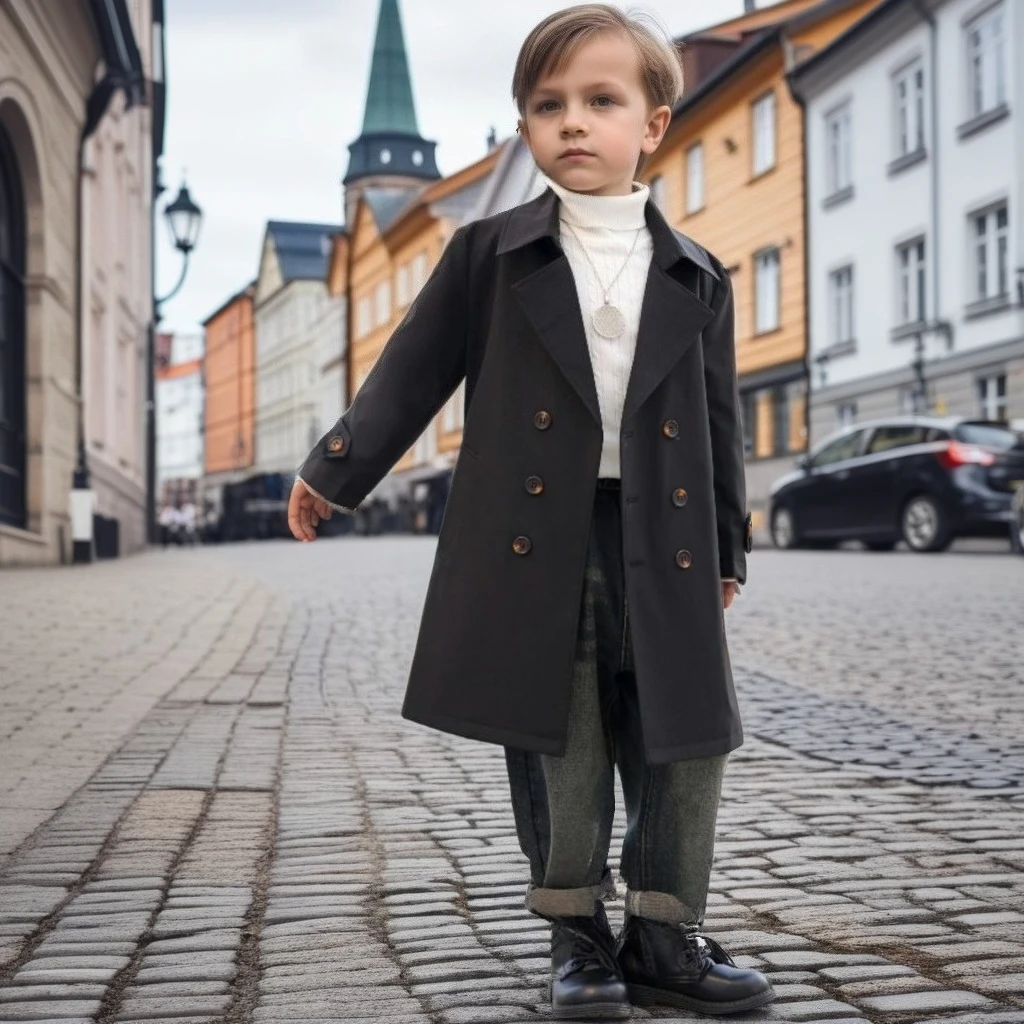 

2026 Kids Trench Coat British Style Long Coat for Boys Trendy Autumn Winter Windbreaker Fashion Children's Overcoat (Age 3-12)