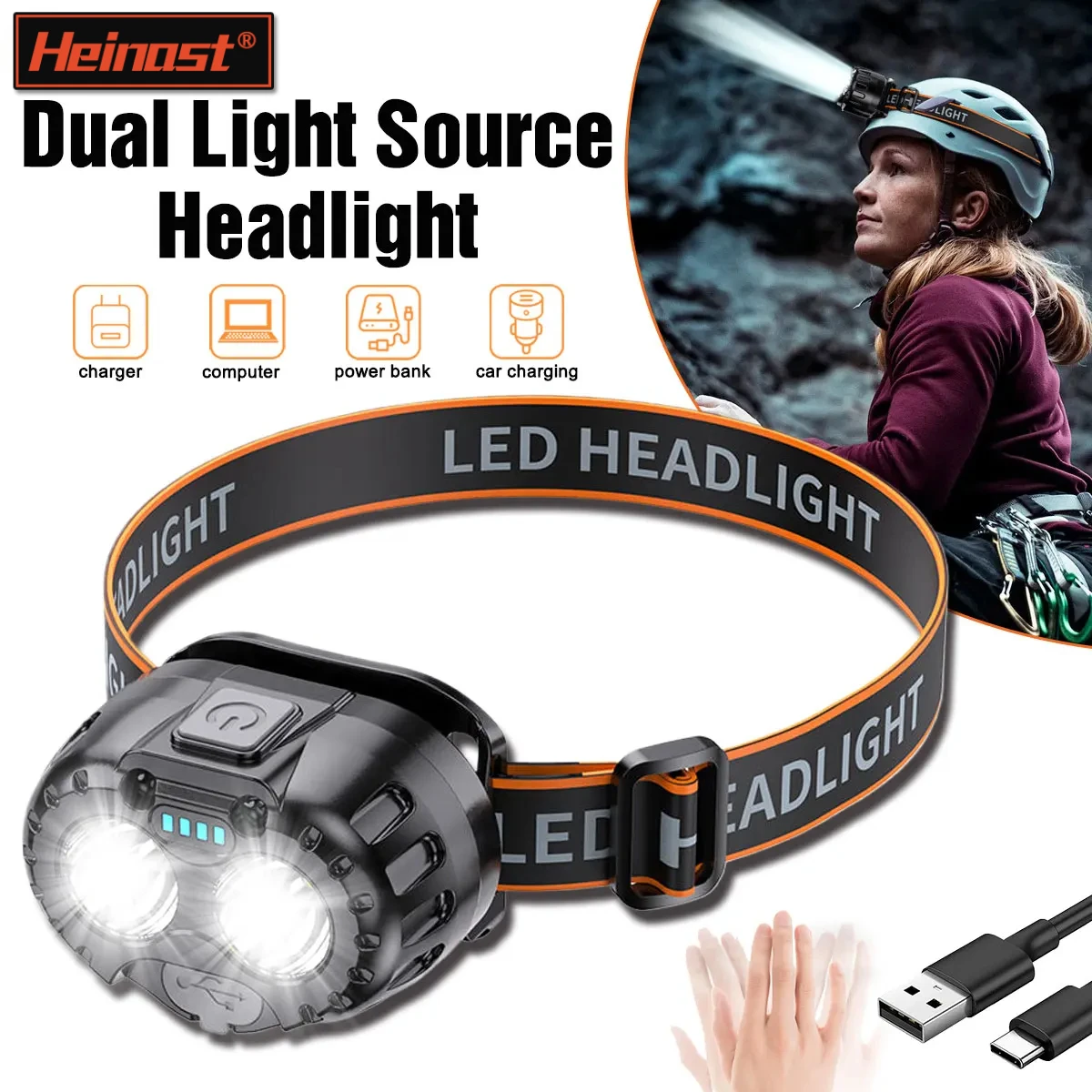 Highlight LED Headlight Motion Sensor Emergency Head Flashlight Forehead Flashlight Outdoor Fishing Camping Waterproof Headlamp