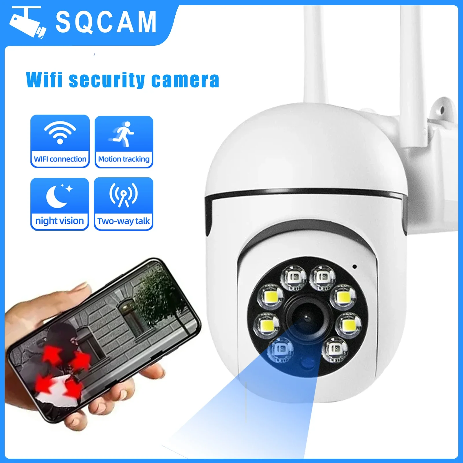 SQCAM 5G zewnętrzne wifi kamera HD 5MP kamera monitoringu wi-fi do zewnętrzne Wifi kamery monitorujące 4X zoom cyfrowy z noktowizorem