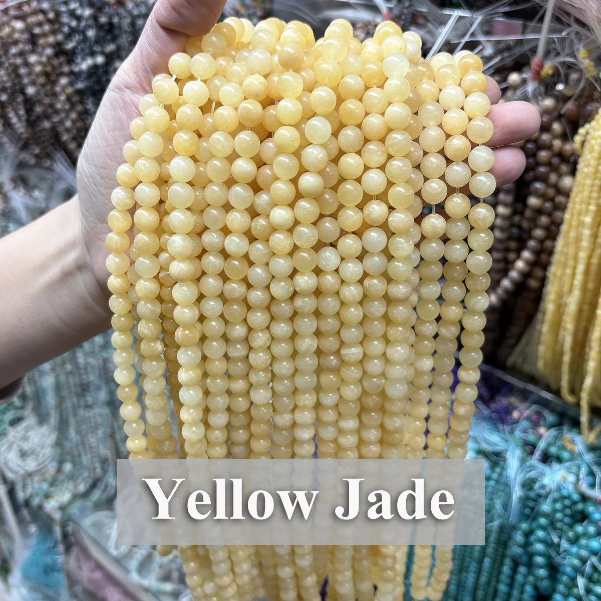 Natural Yellow Jade Stone Beads 4 6 8 10mm Round Loose Beads Bracelet Necklace DIY Jewelry Making Exquisite Jewelry Accessories