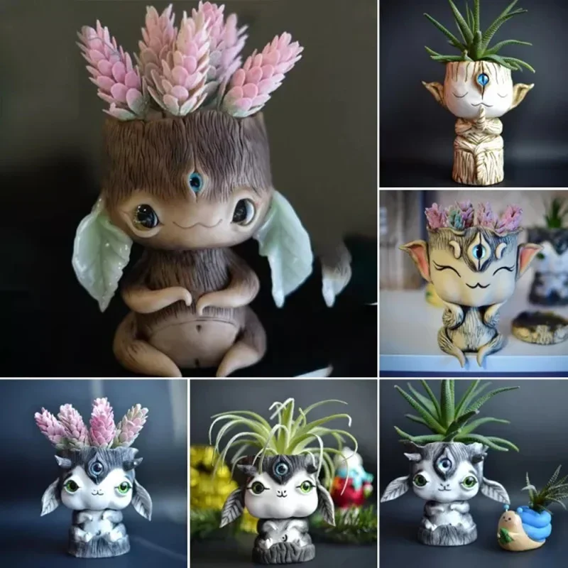 

Green Plant Succulent Pot Flower Alien Flowerpots Unique Fleshy Baby Groot Planter Flowerpot Home Garden Plants for Bookshelf