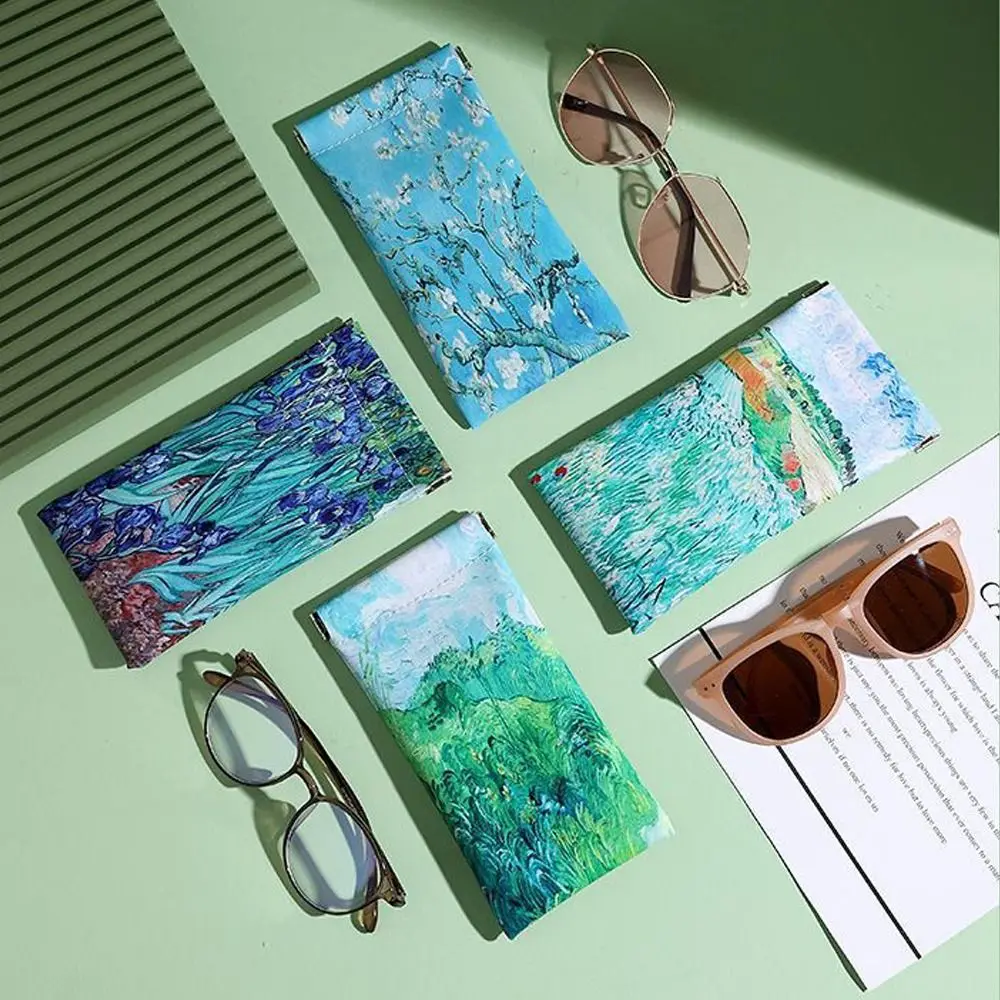 حقيبة نظارات شمسية من الجلد الصناعي للنساء ، طباعة أزهار ، إبداعية ، سماكة ، إغلاق أوتوماتيكي ، غطاء واقي