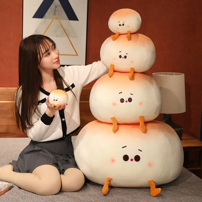 Ins Cute Little Mantou Dumpling Pillow Sofa Pillow Girls Futuan Super Cute Pillow Tatami Window Backrest  Cushion Clear Healing