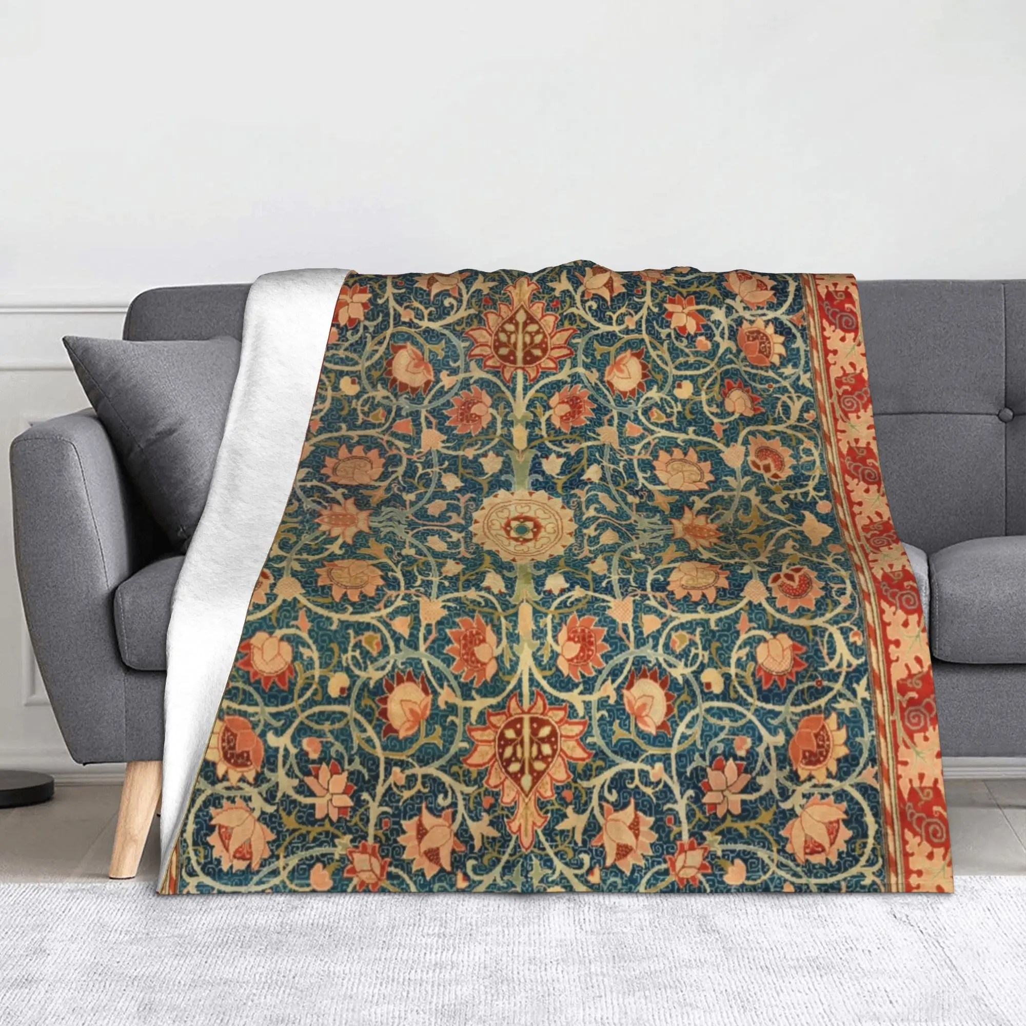 هولاند بارك ويليام موريس غطاء بطانية الفانيلا خمر الأوروبية خفيفة الوزن رقيقة رمي البطانيات الفراش لحاف متعدد الوظائف #1