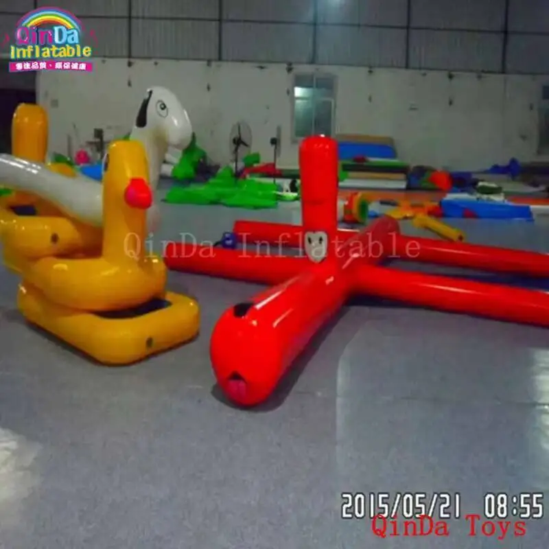 Pássaro aquático flutuante inflável com bomba de ar livre, brinquedos de piscina, parque aquático, vermelho, 3x2m