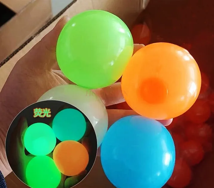 3pcs Sticky Ball Sticky Ball Glow Sticky Target Ball Fluorescent Sticky Wall Ball Children's Toy Decompression Release Suction