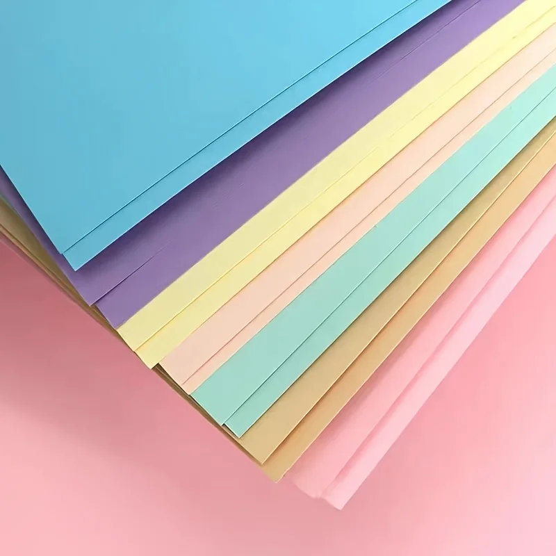  50pcs A4 Colorful Origami Paper Double Sides Solid Color Folding Paper Multicolor Kids Handmade DIY Scrapbooking Craft Decor