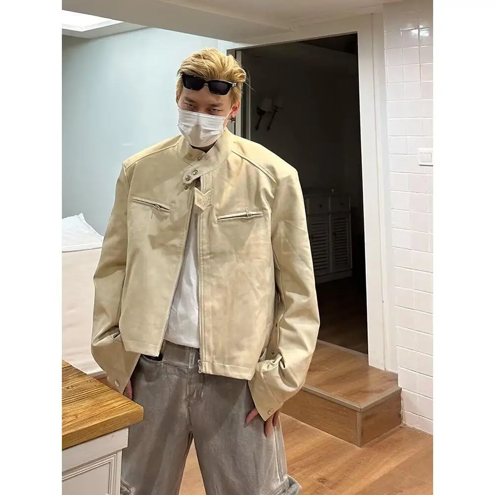 

Loose Fit Men's Jaet 2024 Autumn Faion Street Sle Hong Kong Wind Ins High Street Trend Harajuku Korean Version Casual Coat