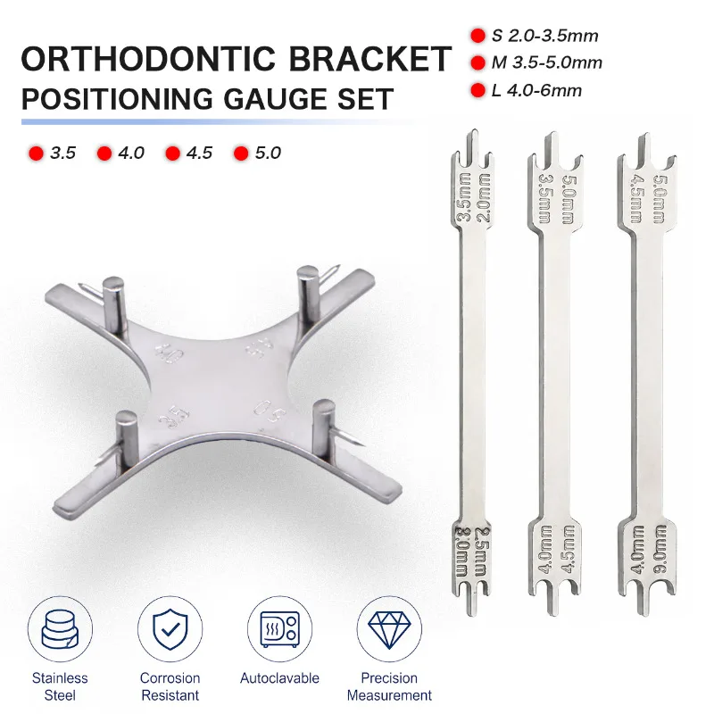 Dental Orthodontic Bracket Positioning Gauge Set Stainless Steel Safety Tools Bonding Placement Instrument Dentistry Clinic